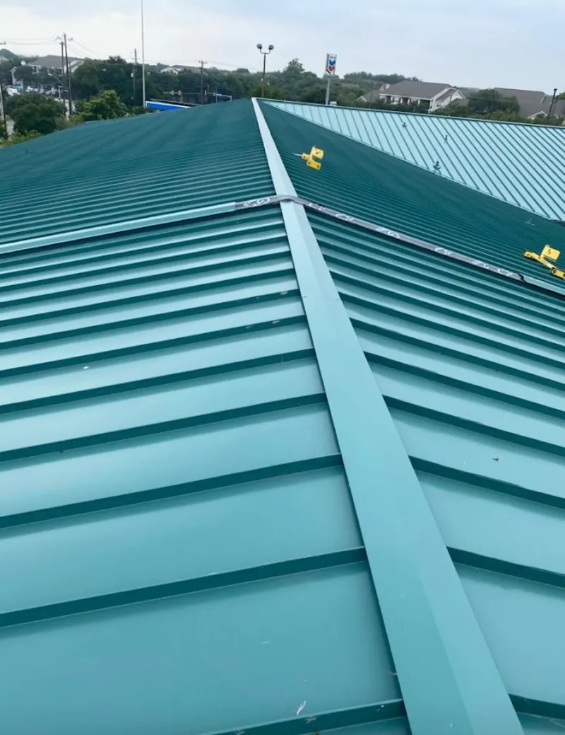 Green commercial metal roof ridge and valley for Metal Roof Repair in Calexico